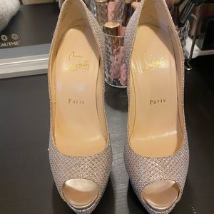 Gold sequin platform Louboutin heels